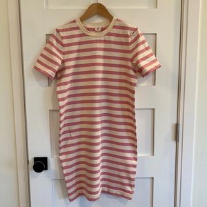Arket T-shirt dress in pink and cream size small